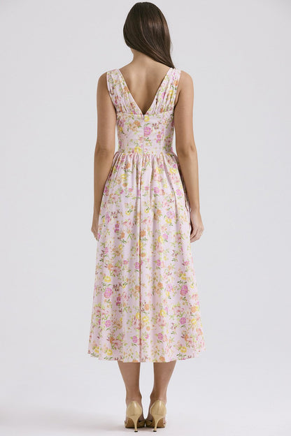 Stilvolles Swing-Kleid mit Blumenmuster und V-Ausschnitt🌺Kaufen Sie 2, kostenloser Versand
