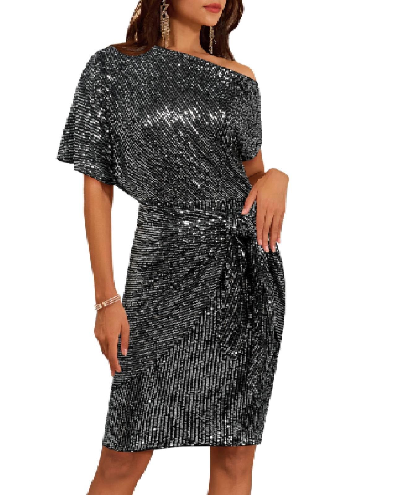 ⏰Vente chaude - Robe moulante asymétrique à paillettes scintillantes pour femme (achetez-en 2, livraison gratuite)