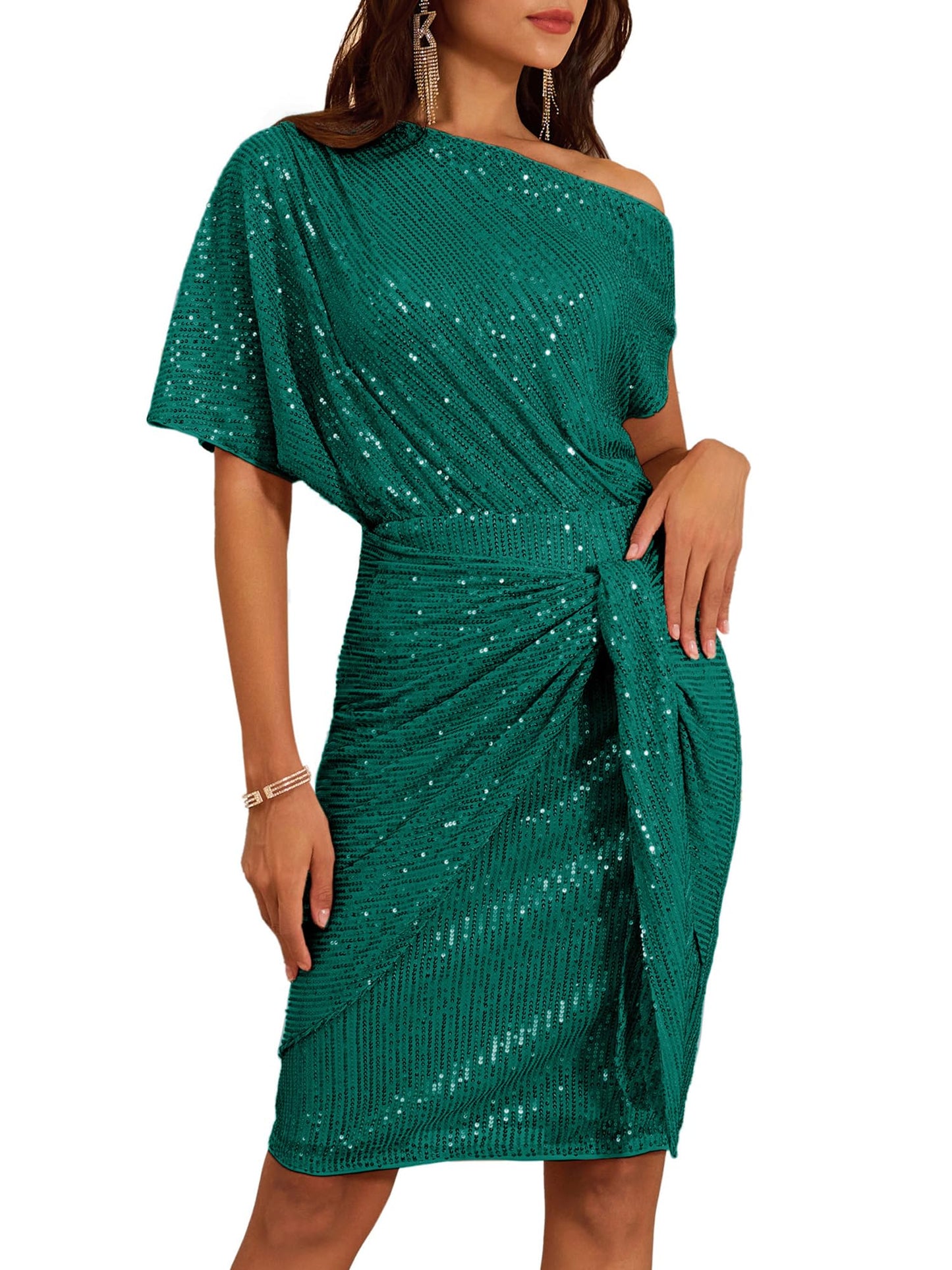 ⏰Vente chaude - Robe moulante asymétrique à paillettes scintillantes pour femme (achetez-en 2, livraison gratuite)
