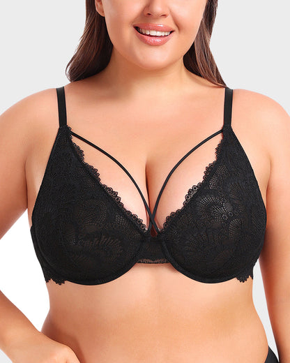 Ungepolsterter Push-Up-BH mit Riemchen aus Spitze 
