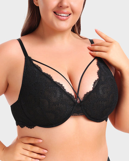 Ungepolsterter Push-Up-BH mit Riemchen aus Spitze 