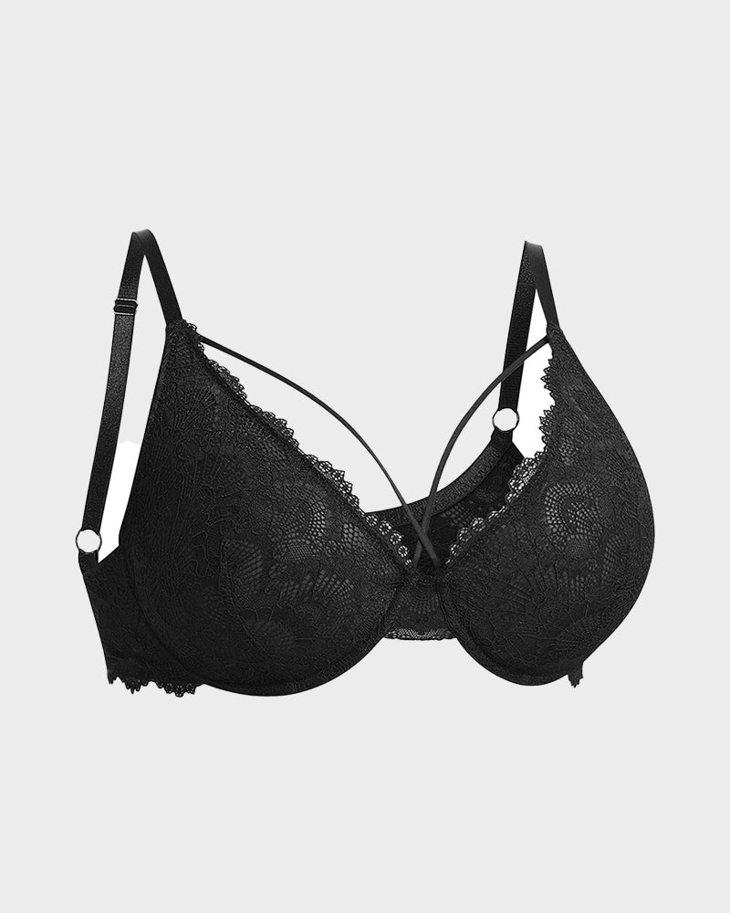 Ungepolsterter Push-Up-BH mit Riemchen aus Spitze 