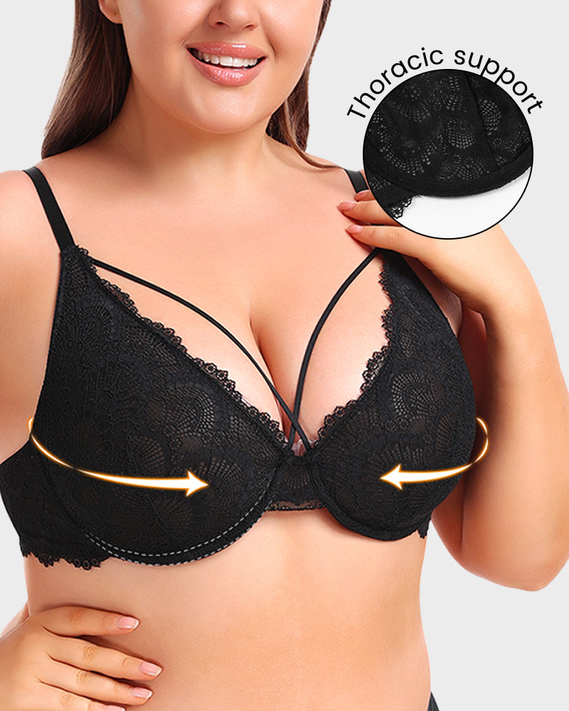 Ungepolsterter Push-Up-BH mit Riemchen aus Spitze 