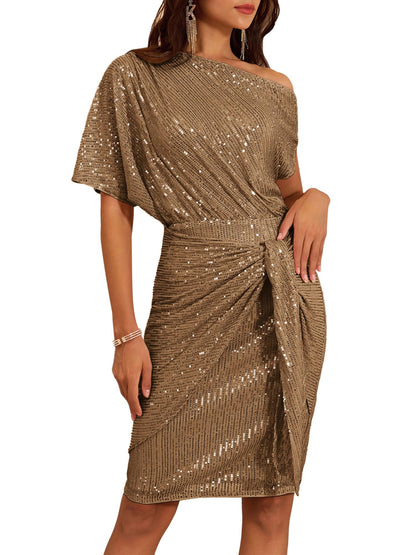 ⏰Vente chaude - Robe moulante asymétrique à paillettes scintillantes pour femme (achetez-en 2, livraison gratuite)