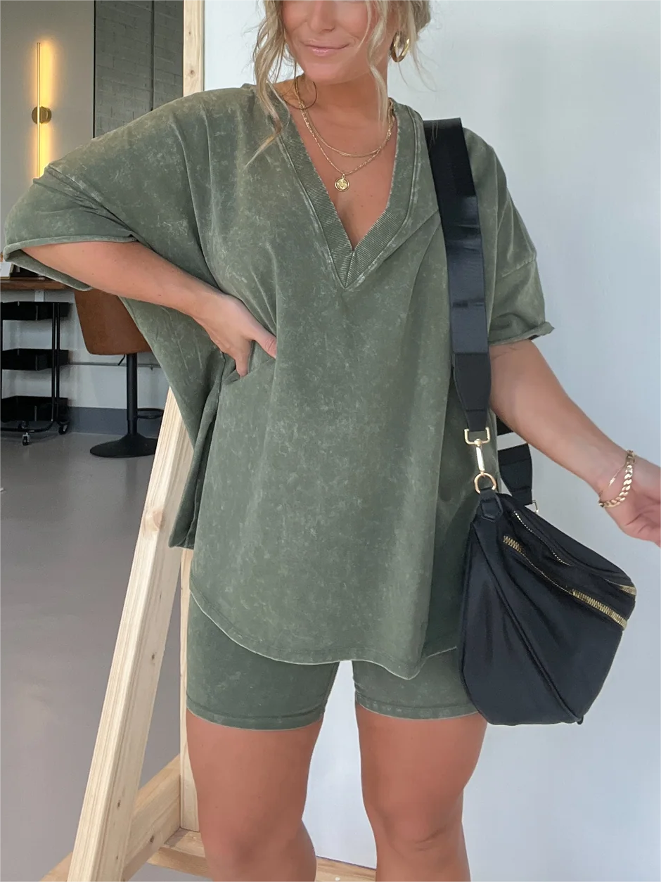 Ensemble d'été délavé pour femme