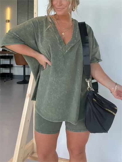 Ensemble d'été délavé pour femme