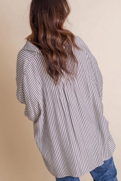 Chemise boutonnée surdimensionnée à rayures pour femme (2 achats, livraison gratuite)