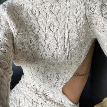 HOLD ME CLOSER Knitted Long Sleeve Backless Mini Dress