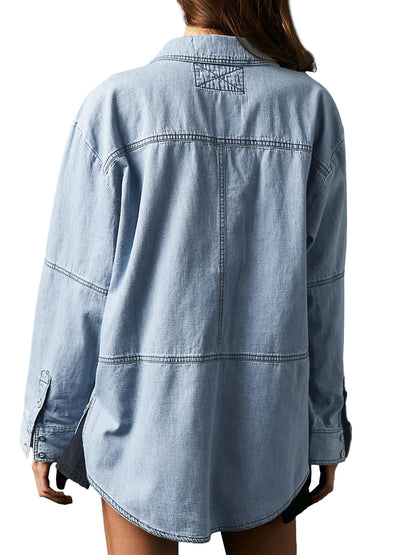 Pull en jean à col en V pour femme (2 pièces achetées, livraison gratuite) 
