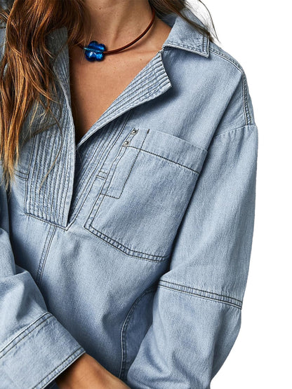 Pull en jean à col en V pour femme (2 pièces achetées, livraison gratuite) 