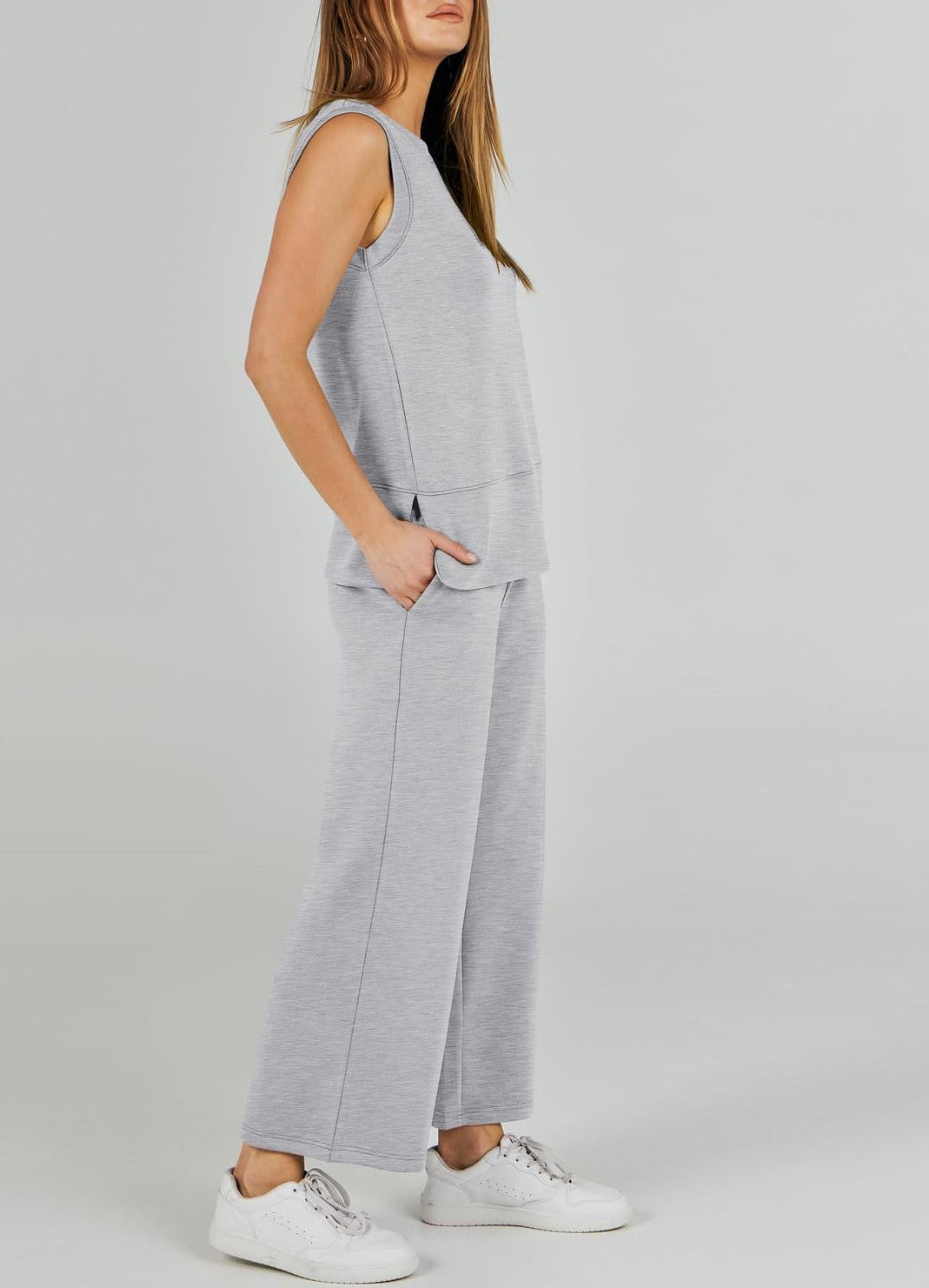 Ensemble de survêtement 2 pièces sans manches à jambes larges pour femme (2 pièces achetées, livraison gratuite)