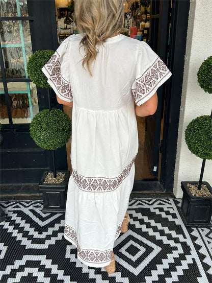 Robe longue bohème à col en V pour femme (2 pièces achetées, livraison gratuite)