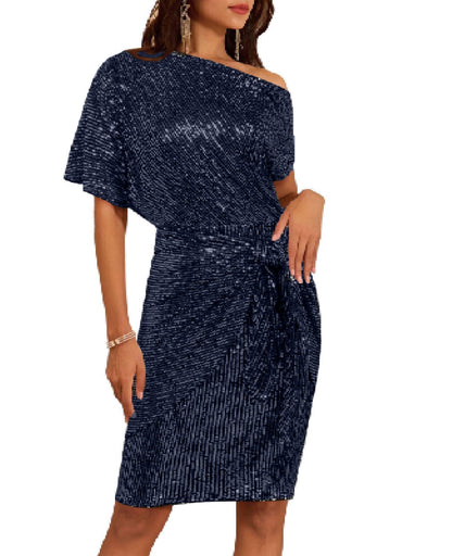 ⏰Vente chaude - Robe moulante asymétrique à paillettes scintillantes pour femme (achetez-en 2, livraison gratuite)