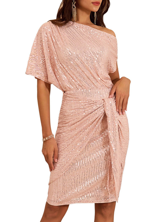 ⏰Vente chaude - Robe moulante asymétrique à paillettes scintillantes pour femme (achetez-en 2, livraison gratuite)