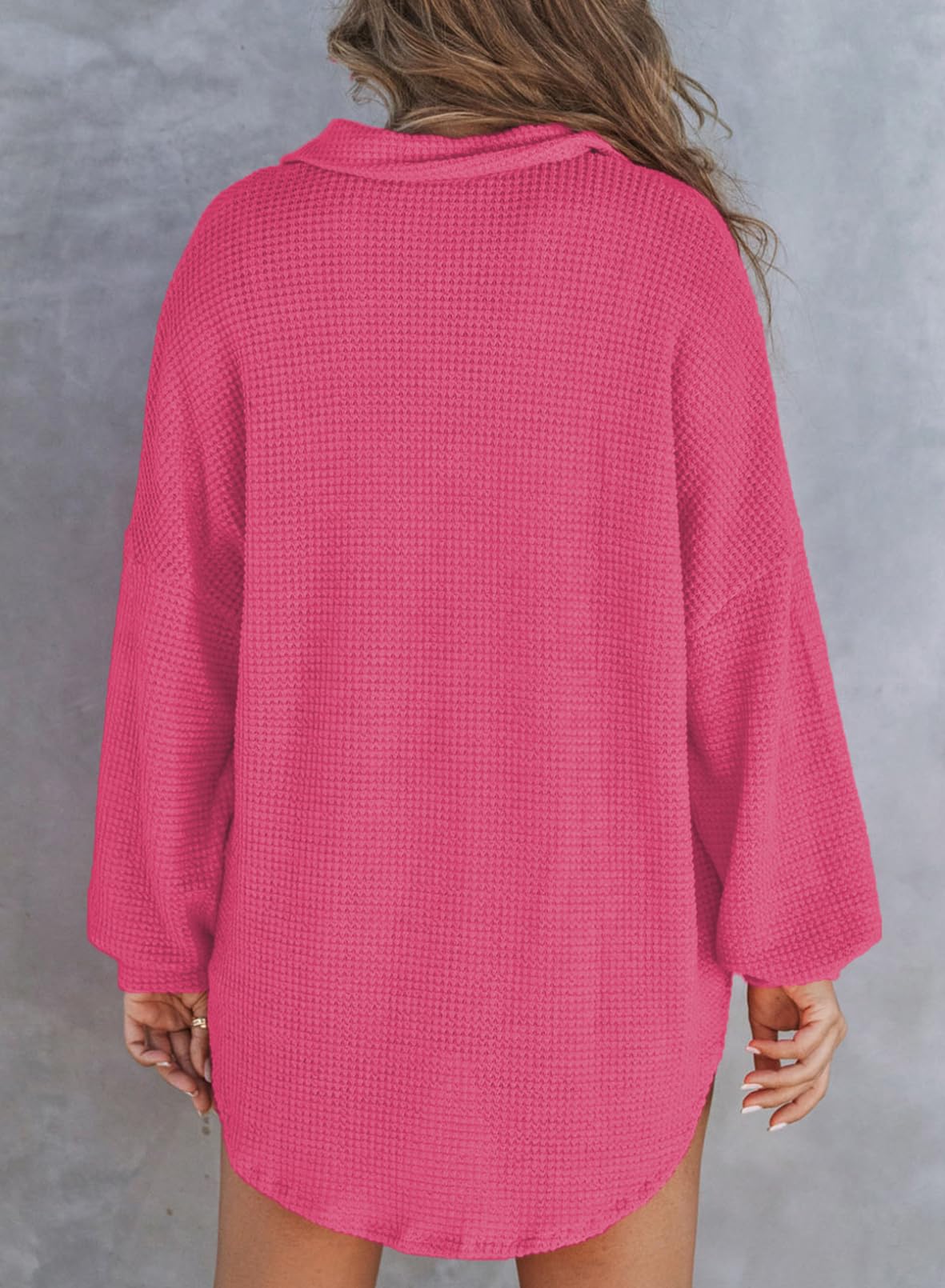 Sweat-shirt à manches longues en tricot gaufré pour femme (2 achetés, livraison gratuite)