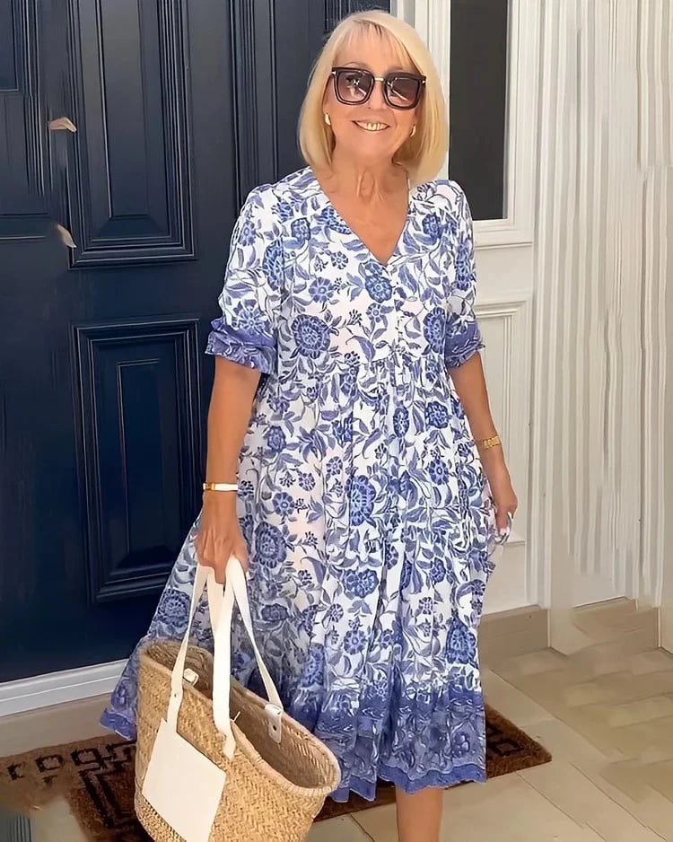 Bohemian-Kleid mit V-Ausschnitt