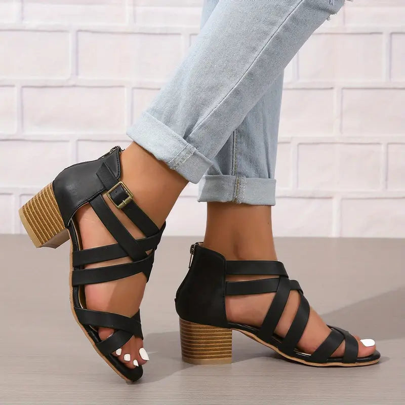 🔥 Promotion du dernier jour - 50 % de réduction - Sandales orthopédiques rétro à talons hauts pour femmes 
