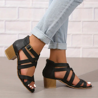 🔥 Promotion du dernier jour - 50 % de réduction - Sandales orthopédiques rétro à talons hauts pour femmes 