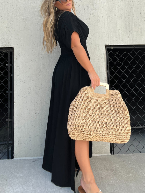 Slit V-Neck Effortless Maxi Long Dress (Buy 2 Free Shipping)