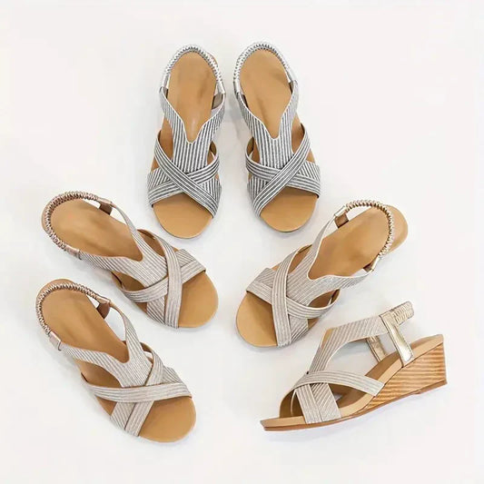 🔥DERNIER JOUR PROMOTION 50% DE RÉDUCTION - SANDALES ORTHOPÉDIQUES COMPENSÉES EN CUIR POUR FEMMES 