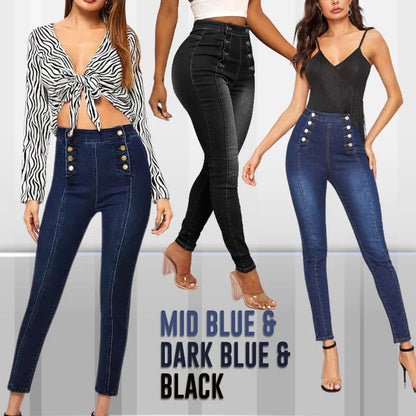 💥Jean skinny taille haute croisé
