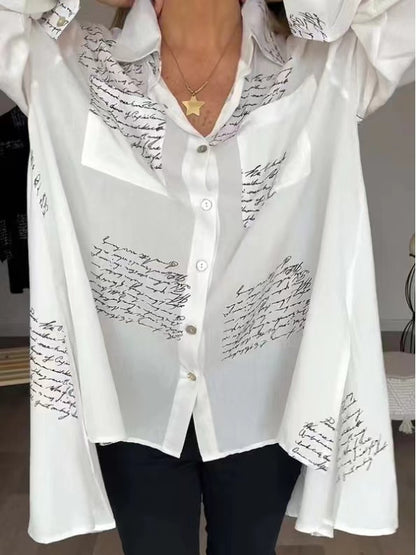 Chemise à revers tendance avec imprimé lettre 2024 (2 achats, livraison gratuite)