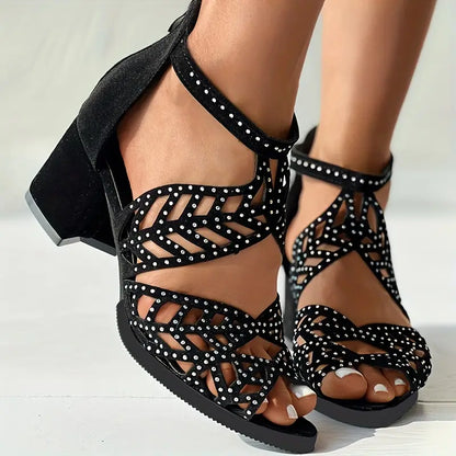 🔥VENTE FLASH 2024 -50 %🔥Sandales à talons épais ajourés pour femmes 