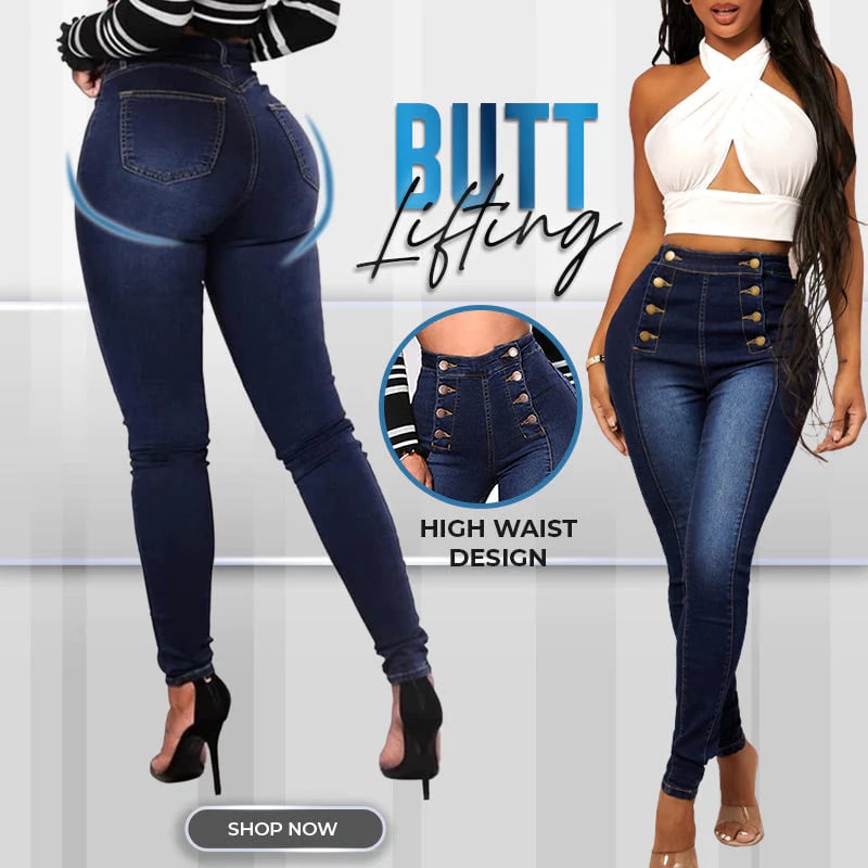 💥Jean skinny taille haute croisé