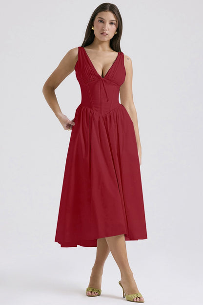 Stilvolles Swing-Kleid mit Blumenmuster und V-Ausschnitt🌺Kaufen Sie 2, kostenloser Versand
