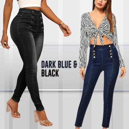 💥Jean skinny taille haute croisé