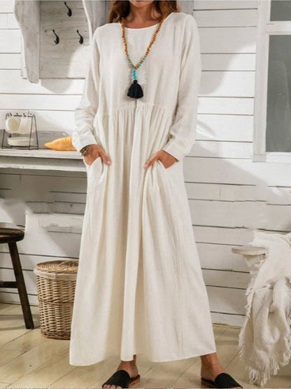 Robe élégante en coton de couleur pure pour femme 