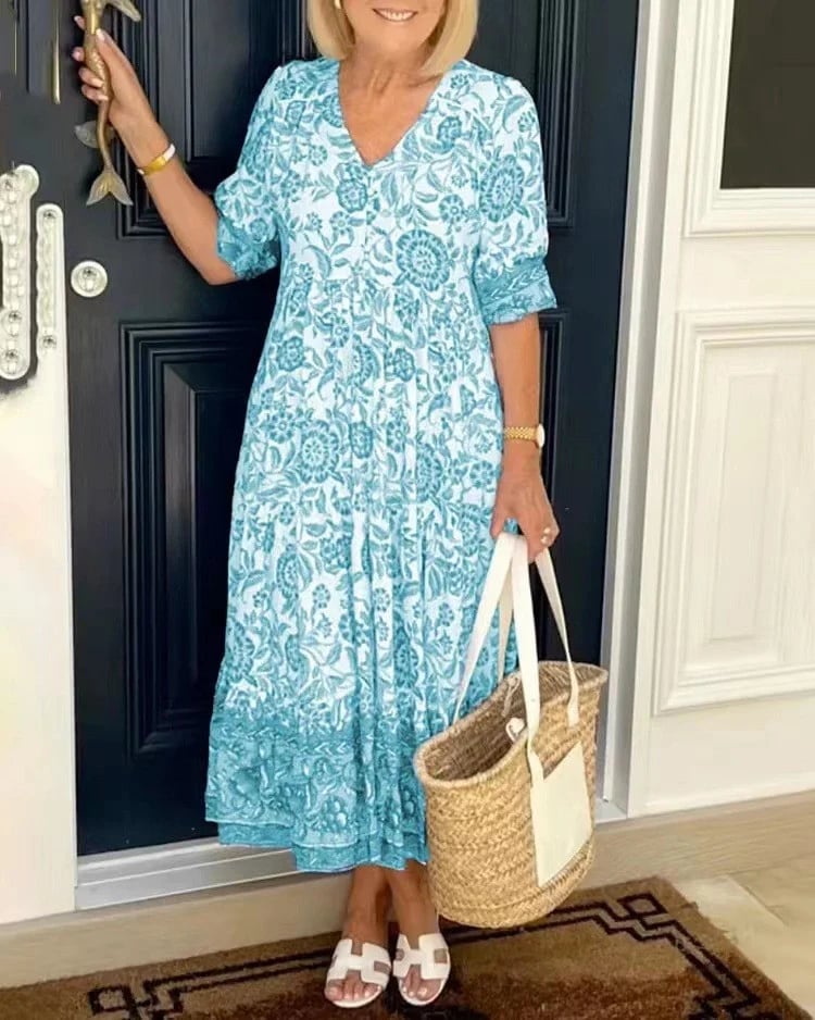 Bohemian-Kleid mit V-Ausschnitt