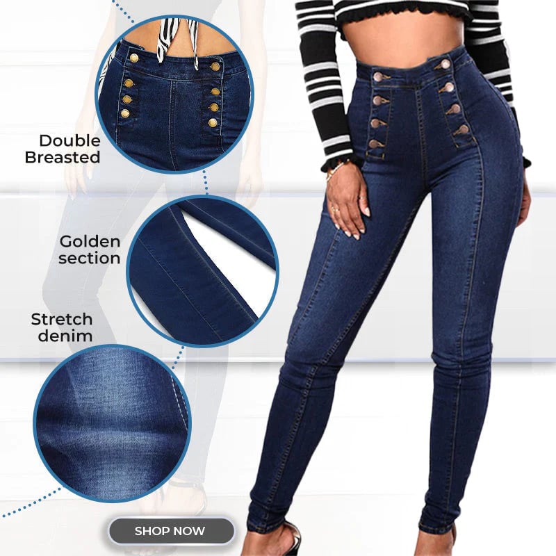 💥Jean skinny taille haute croisé