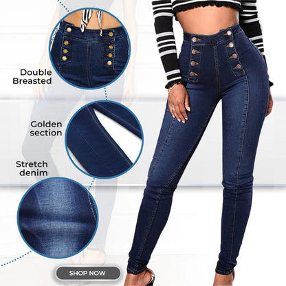 💥Jean skinny taille haute croisé