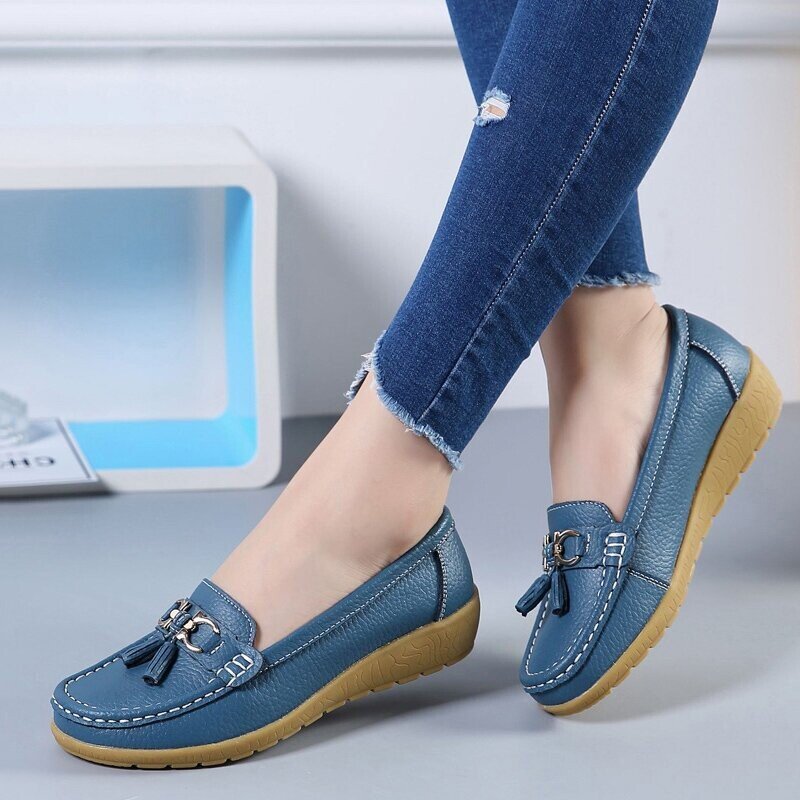 Mocassins respirants en cuir pour femmes 