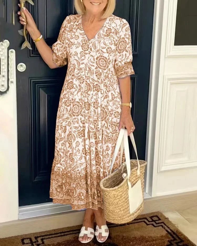 Bohemian-Kleid mit V-Ausschnitt