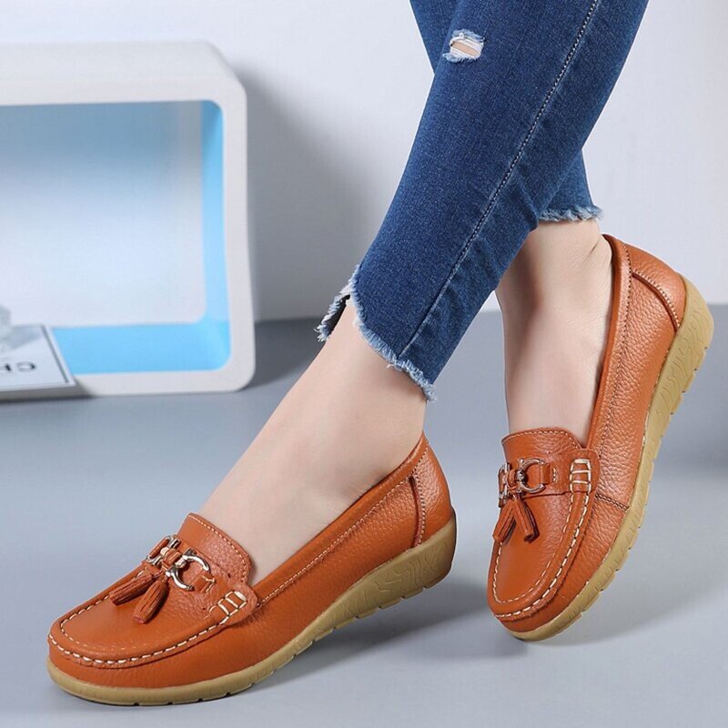 Mocassins respirants en cuir pour femmes 