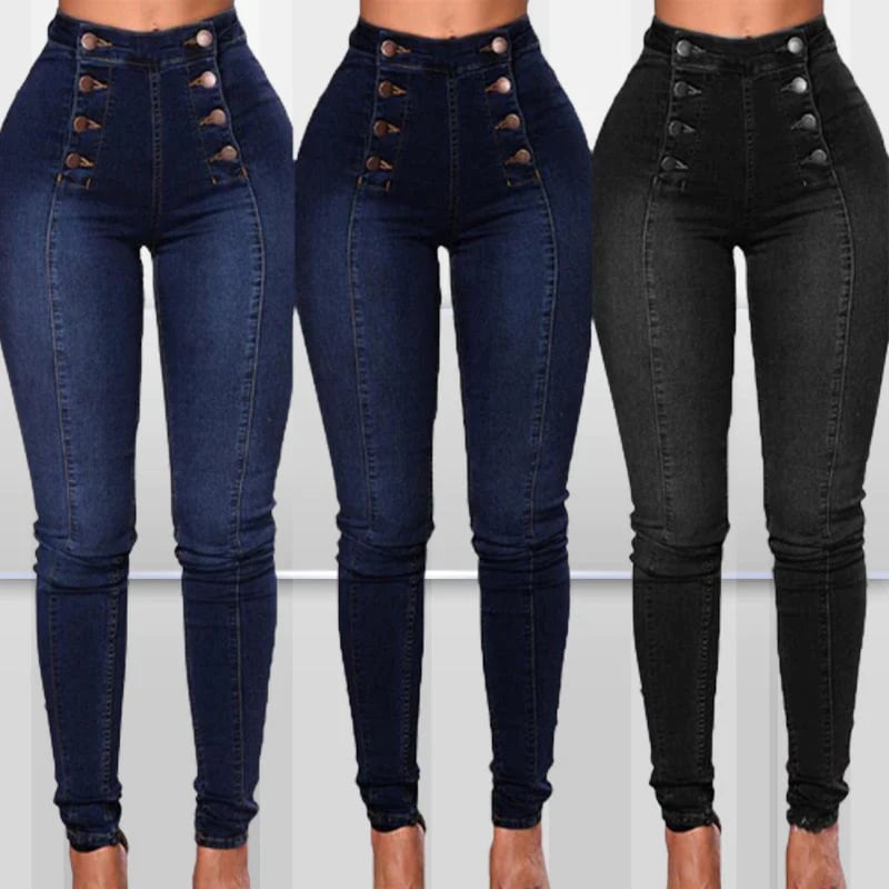 💥Jean skinny taille haute croisé