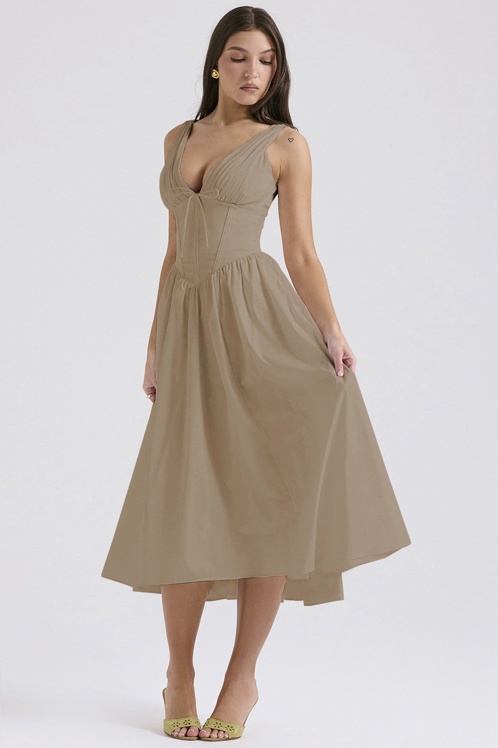 Stilvolles Swing-Kleid mit Blumenmuster und V-Ausschnitt🌺Kaufen Sie 2, kostenloser Versand