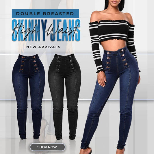 💥Jean skinny taille haute croisé
