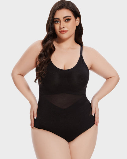 Body sculptant à empiècements en maille croisée 