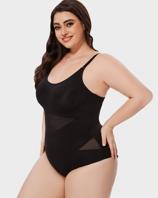 Body sculptant à empiècements en maille croisée 