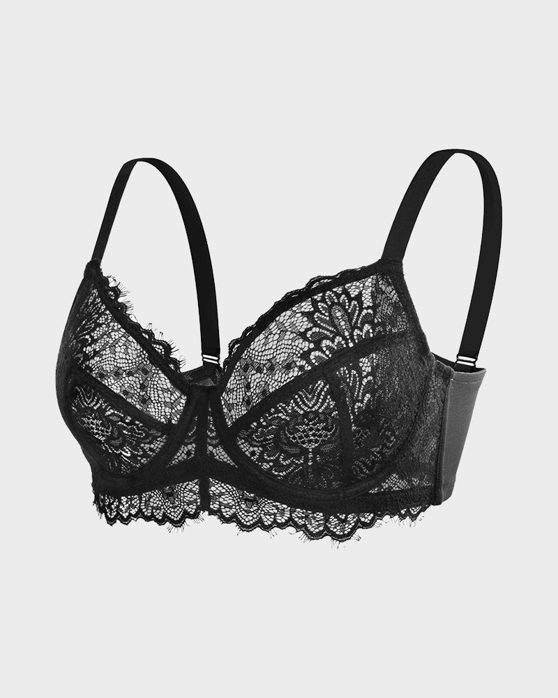 Soutien-gorge push-up à armatures en dentelle sans doublure confortable