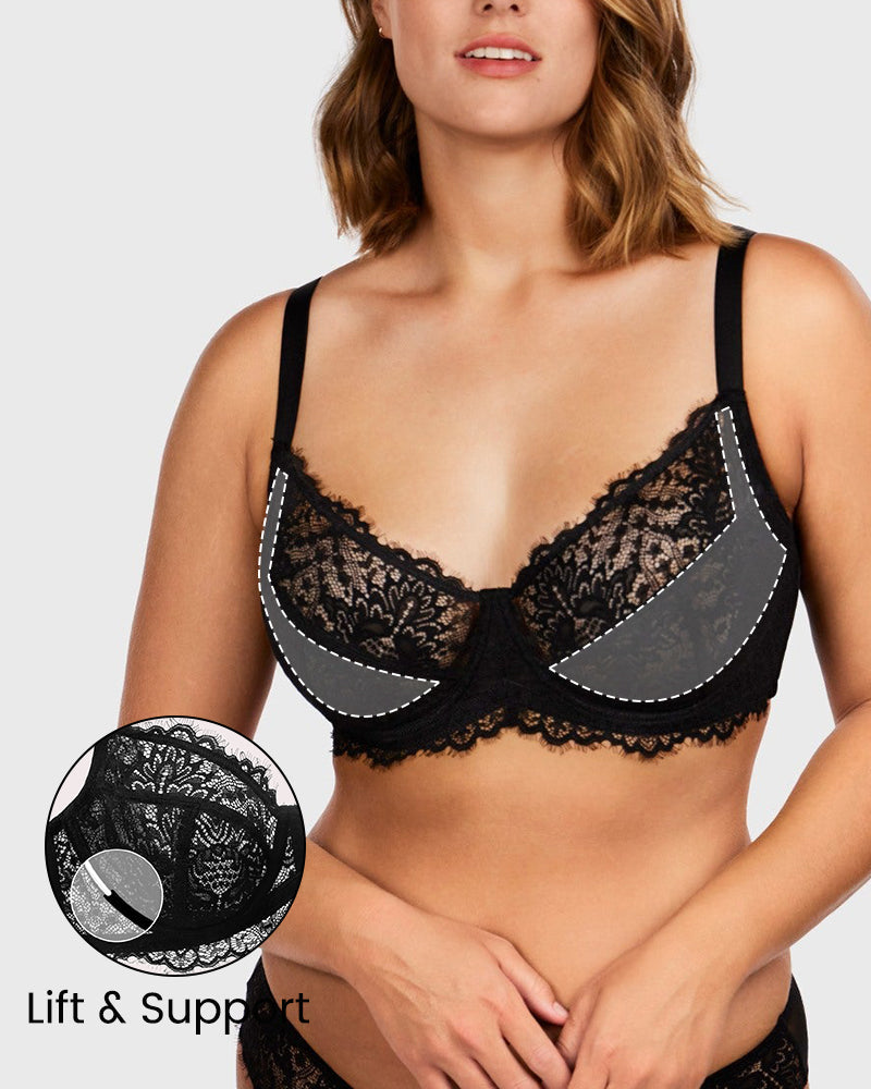Soutien-gorge push-up à armatures en dentelle sans doublure confortable
