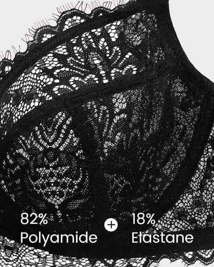 Soutien-gorge push-up à armatures en dentelle sans doublure confortable