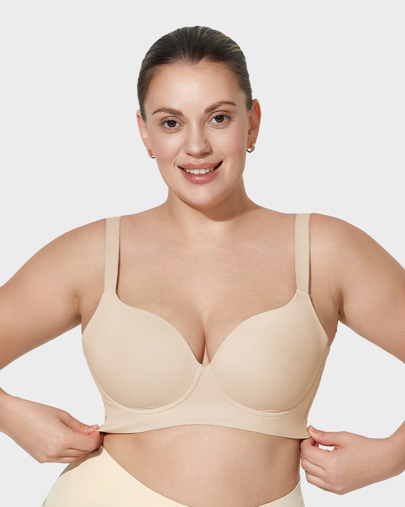 Soutien-gorge push-up plongeant lissant le dos 