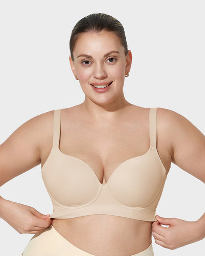 Soutien-gorge push-up plongeant lissant le dos 