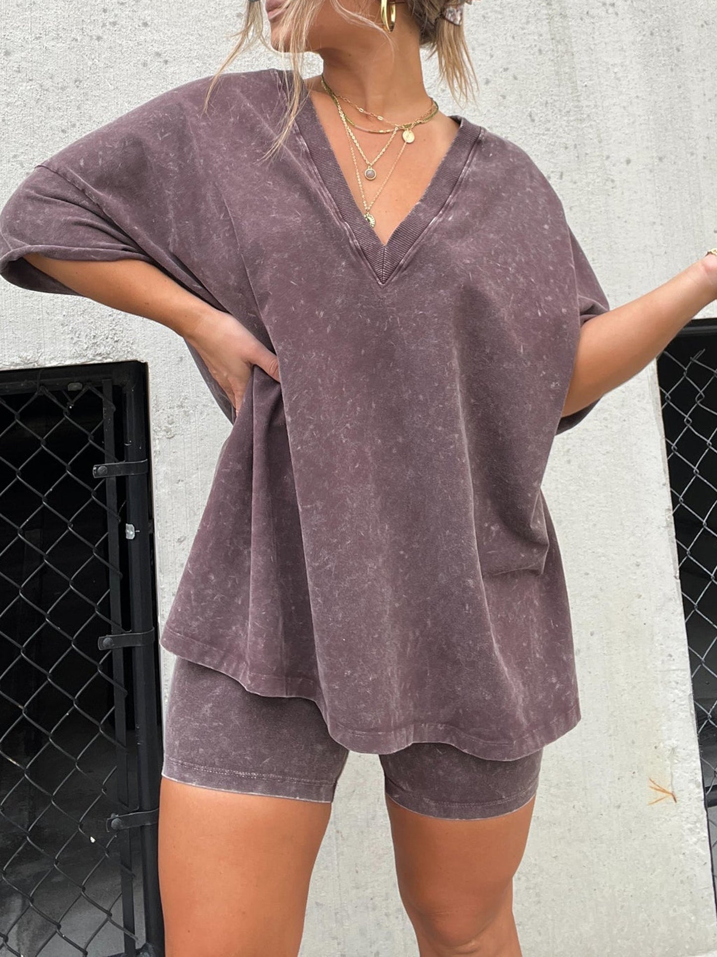 Ensemble d'été délavé pour femme