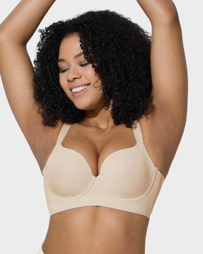 Soutien-gorge push-up plongeant lissant le dos 