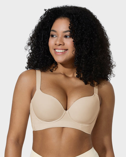 Soutien-gorge push-up plongeant lissant le dos 